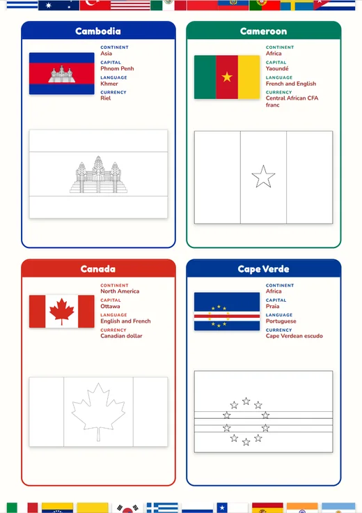 Flags of the World page: Cambodia, Cameroon, Canada, and Cape Verde